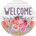 Pink Floral Sign Welcome Dco-00791 For Wreath 10 Round Metal