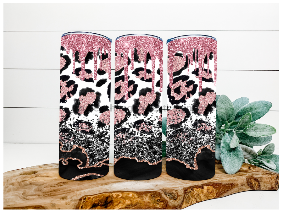 Pink Leopard Tumbler, 20 oz Skinny Tumbler DECOETUMBLER-097 - DecoExchange