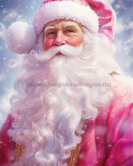 Pink Santa Sign Christmas Dco-00684 For Wreath 8X10 Metal