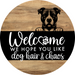 Dog Door Hanger, Hello Brought Treats Door Hanger, DCO-01975-DH, 18" Round Wood