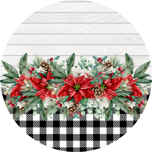 Poinsettia Sign Blank Dco-00775 For Wreath 10 Round Metal