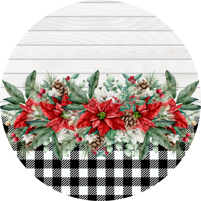 Poinsettia Sign Blank Dco-00775 For Wreath 10 Round Metal
