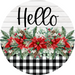 Poinsettia Sign Hello Dco-00774 For Wreath 10 Round Metal