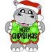 Pre-Order: Christmas Sign Merry Hippo Hippopotamus Wood Sign Cr-W-097 10 Wreath Wood