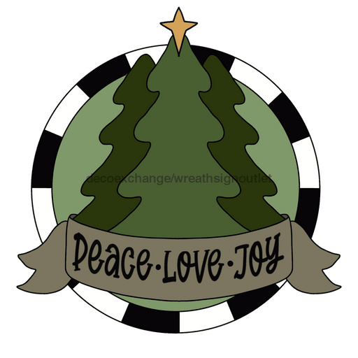 Pre-Order: Christmas Sign Peace Love Joy Tree Wood Sign Pcd-W-046 22 Door Hanger