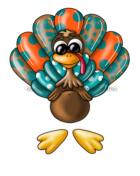 Pre-Order: Fall Sign Ribbon Leg Teal Turkey Wood Sign Pcd-W-059 22 Door Hanger