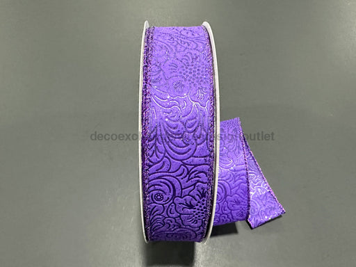 Purp Glittered Flwr Embossed 1.5’’X50Y 871-09-438 Ribbon