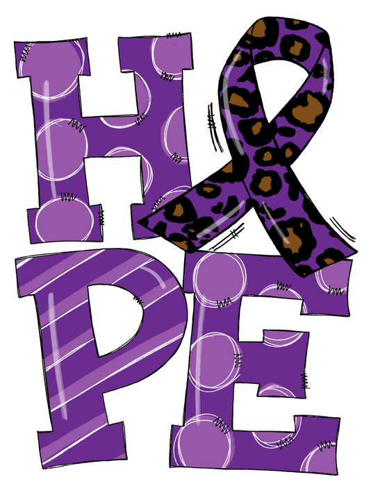 Purple Hope Sign Awareness Door Hanger Wood Sign Decoe-W-0137 22