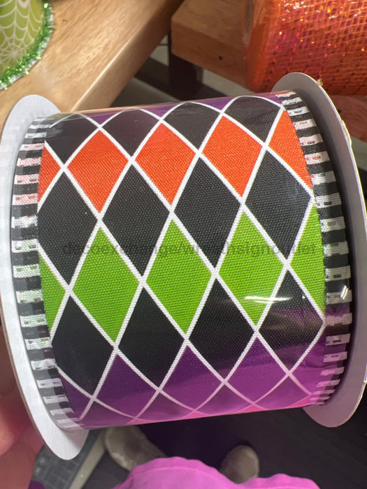 Prp-Org-Lm-Blk-Wht Hrlqn/Bw Dash Edg 2.5’’X10Y 56524-40-21 Ribbon