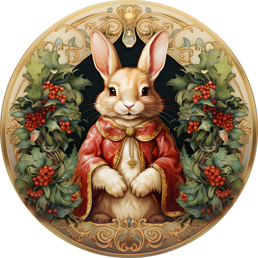 Rabbit Sign Elegant Decoe-4668 For Wreath 10 Round Metal