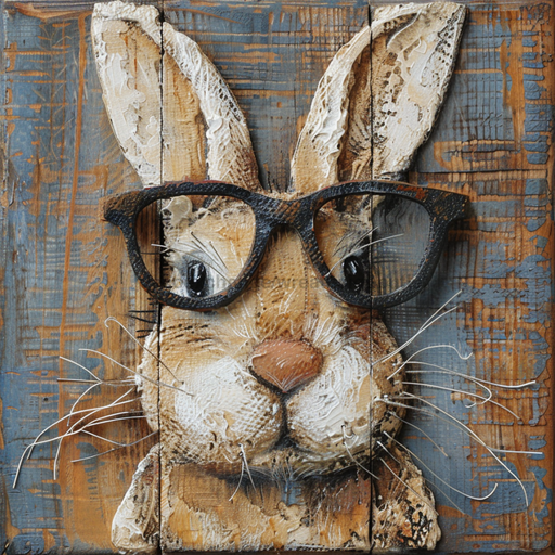 Rabbit With Glasses Sign Funny Animal Wall Art Dco-01379 For Wreath 10X10’ Metal