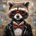 Raccoon With Glasses Sign Funny Animal Wall Art Dco-01147 For Wreath 10X10 Metal