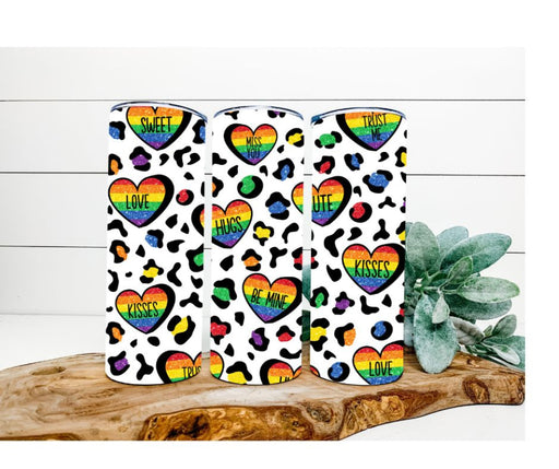 Rainbow Hearts Tumbler, Rainbow Leopard Tumbler 20 oz Skinny Tumbler DECOETUMBLER-274 - DecoExchange®