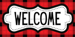 Red Buffalo Plaid Welcome Sign Dco-00730 For Wreath 6X12 Metal