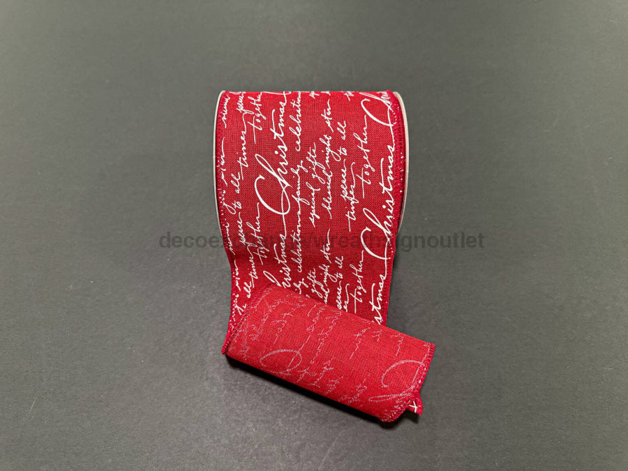 Rd Lin/Wht Cmas Cursive Script 4’’X10Y 73502-04-12 Ribbon