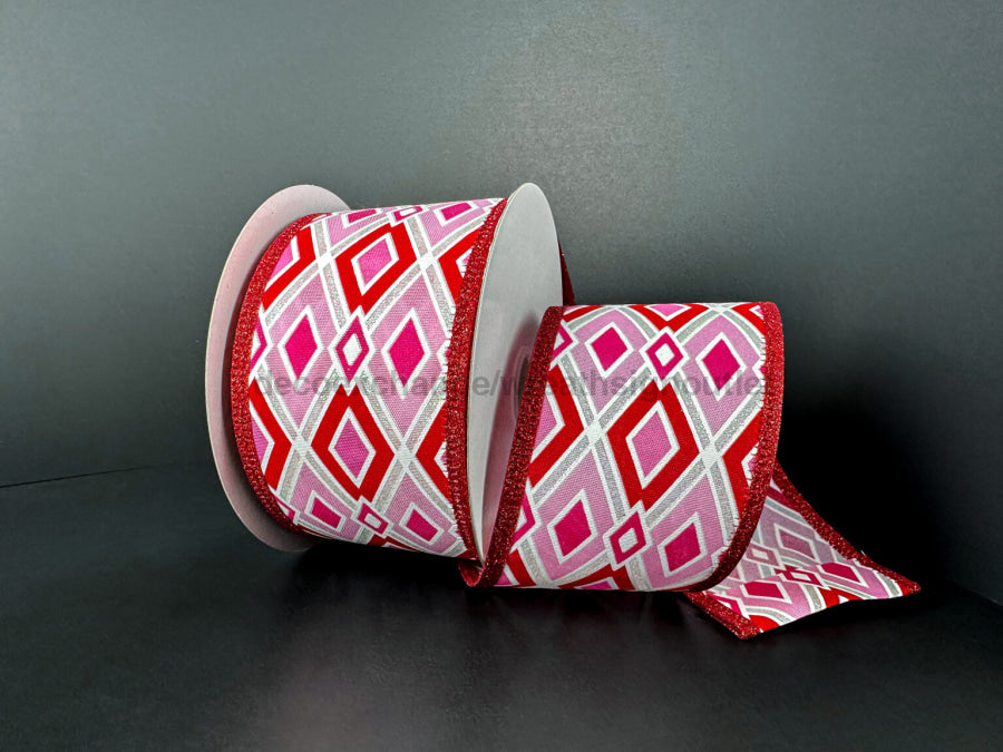 Rd Pnk Wht Irid Overlp Dmnds 2.5’’X10Y 76570 40 03 Ribbon