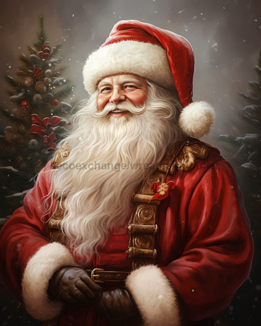 Red Santa Sign Christmas Dco-00708 For Wreath 8X10 Metal