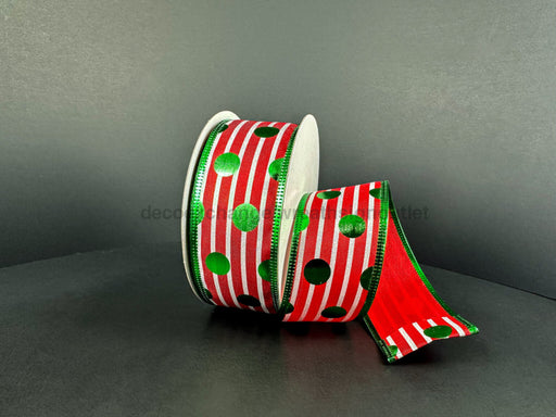 Red Stn/Grn Mtlc Dot-Edge 1.5’’X10Y 76535-09-17 Ribbon