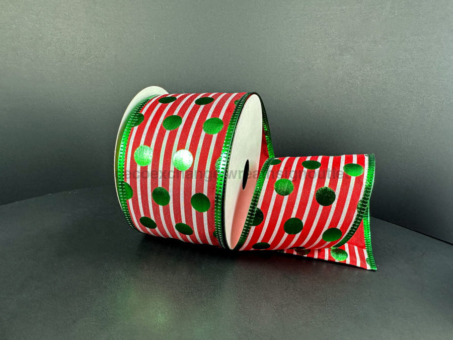 Red Stn/Grn Mtlc Dot Edge 2.5’’X10Y 76535 40 17 Ribbon