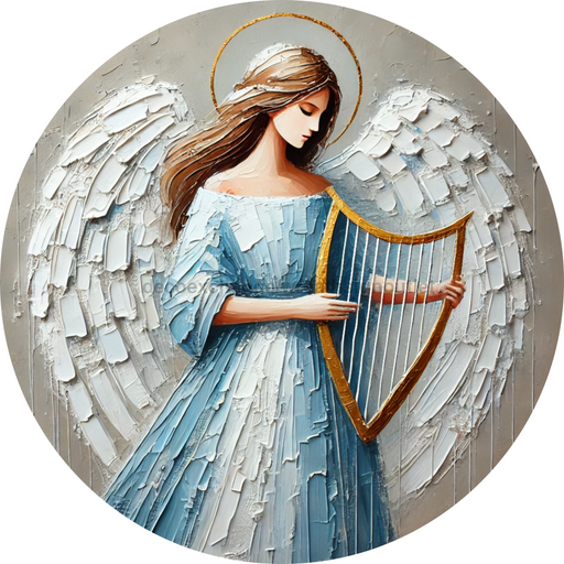 Religious Angel Sign, DECOE-5285-D, Sign For Wreath, 10" Wood Sign