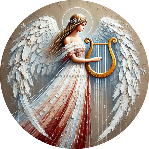 Religious Angel Sign, DECOE-5300-D, Sign For Wreath, 10" Wood Sign