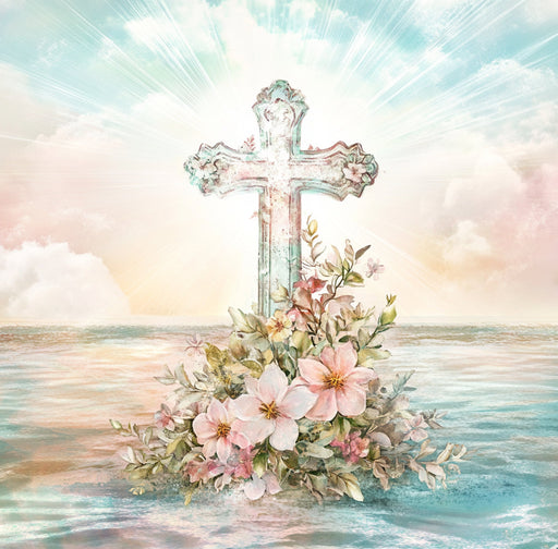 Religious Sign, Cross Sign, DCO-02394, Sign For Wreath, 10x10 Metal Sign