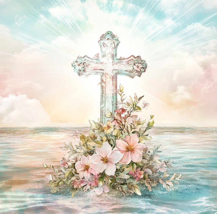 Religious Sign, Cross Sign, DCO-02394, Sign For Wreath, 10x10 Metal Sign