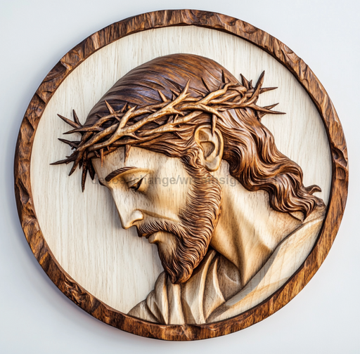 Religious Wood Carving Jesus Sign, DCO-13182-D, Sign For Wreath, 10" Wood Sign