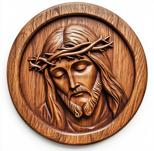 Religious Wood Carving Jesus Sign, DCO-13480-D, Sign For Wreath, 10" Wood Sign