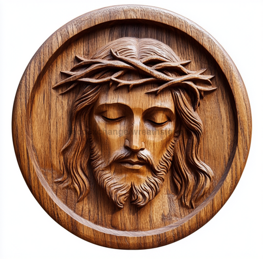 Religious Wood Carving Jesus Sign, DCO-13481-D, Sign For Wreath, 10" Wood Sign