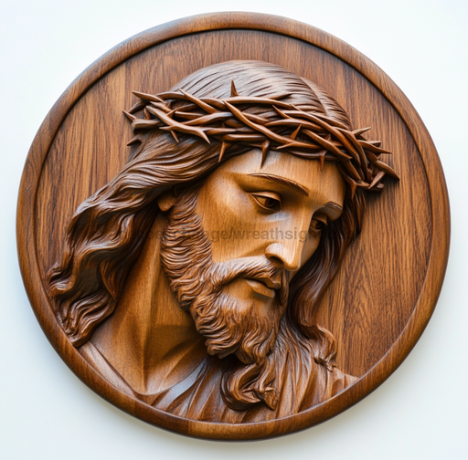 Religious Wood Carving Jesus Sign, DCO-13180-D, Sign For Wreath, 10" Wood Sign