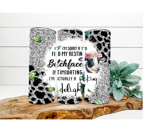 Resting Bitch Face Tumbler, Cow Tumbler 20 oz Skinny Tumbler DECOETUMBLER-233 - DecoExchange®