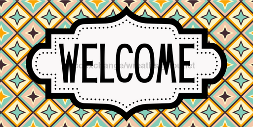 Retro Welcome Sign, DCO-01244, Sign For Wreath, 6x12" Metal Sign - DecoExchange®