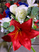 Rose/Dahlia/Lily - 18 Stems - Red White Blue 81665 Greenery