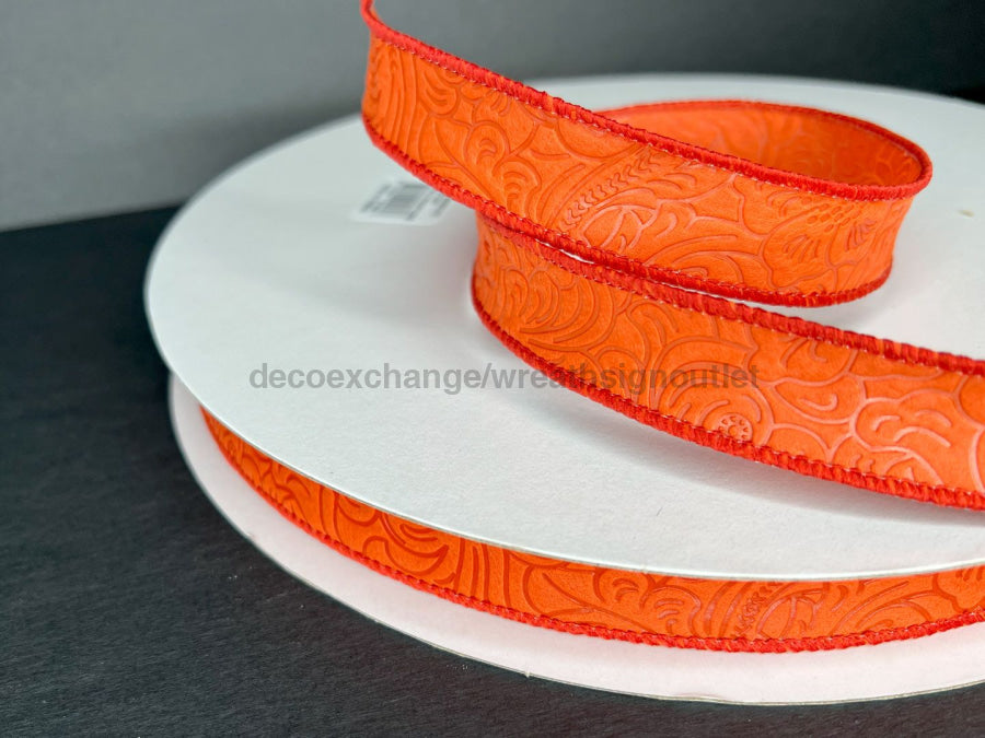 Rust Flower Embossed 7/8’X50Y 984205 - 31C Ribbon