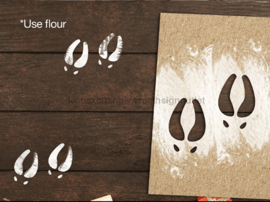Santa Boot Print Reusable Stencil Christmas Eve Prop Wooden Footprint Reindeer Footprints Elf