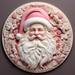 Santa Sign Pink Dco-00631 For Wreath 10 Round Metal