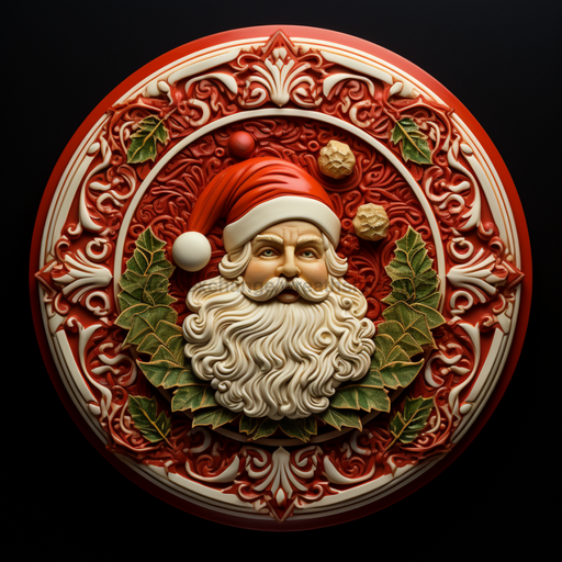 Santa Sign Red Dco-00642 For Wreath 10 Round Metal