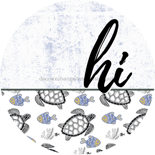 Sea Turtle Door Hanger Dco-01619-Dh 18’ Round Wood