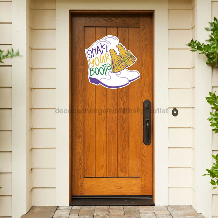 Shake Your Bootie Mardi Gras Door Hanger Wood Sign Decoe-W-903455 22