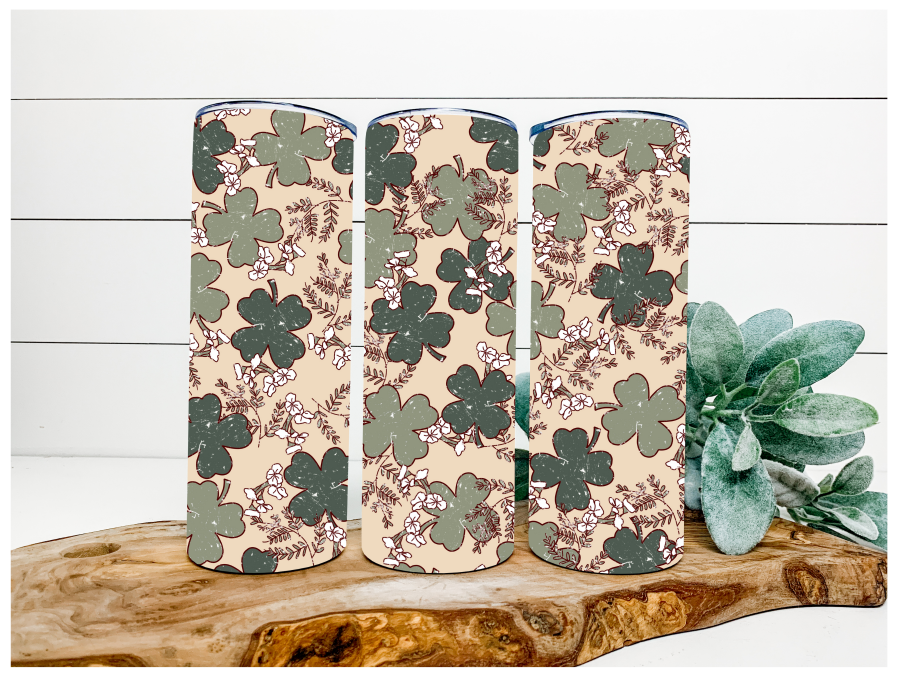 Shamrock Floral 20 oz Skinny Tumbler DECOETUMBLER-026 - DecoExchange