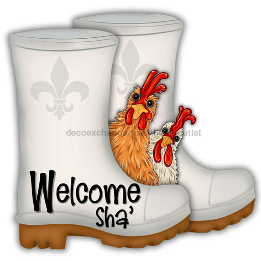 Shrimp Boots Door Hanger Chickens Welcome Sha Wood Sign Decoe-W-903664 22