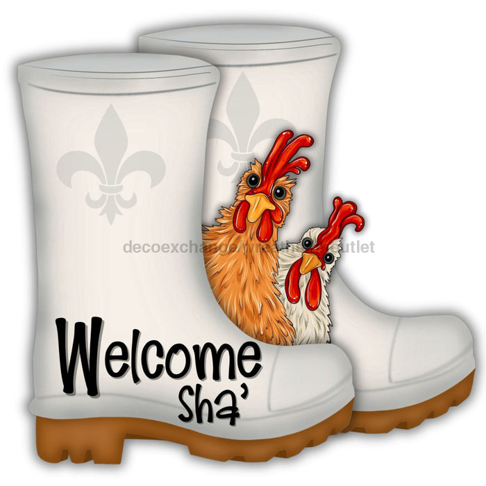 Shrimp Boots Door Hanger Chickens Welcome Sha Wood Sign Decoe-W-903664 22