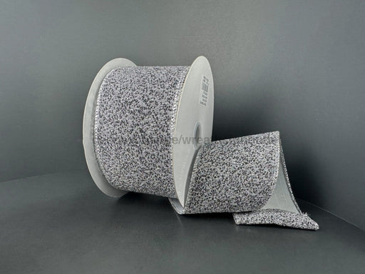 Silver-Black Fuzzy Metallic 2.5’’X10Y 73566-40-51 Ribbon