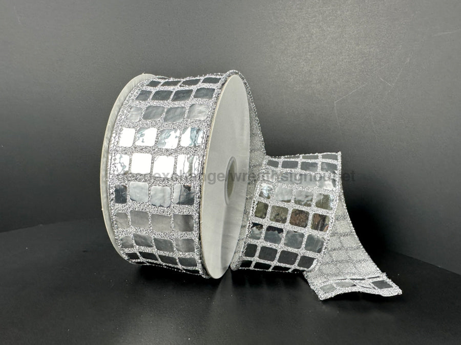 Silver Discoball Sequins 1.5’’X10Y 41533-09-16 Ribbon