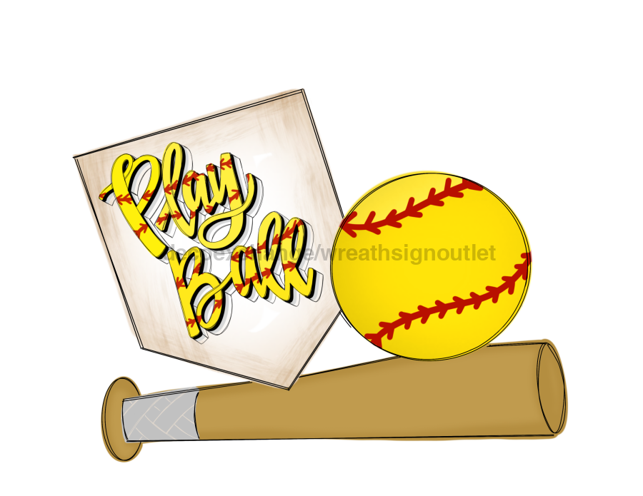 Softball Door Hanger Sports Decoe-W-903724 22’ Wood