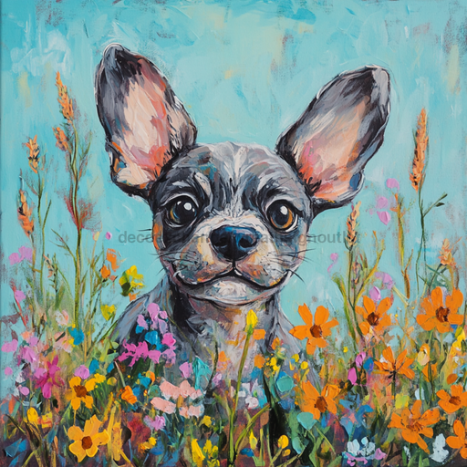 Spring Dog Sign, DCO-13380, Sign For Wreath, 10x10" Metal Sign