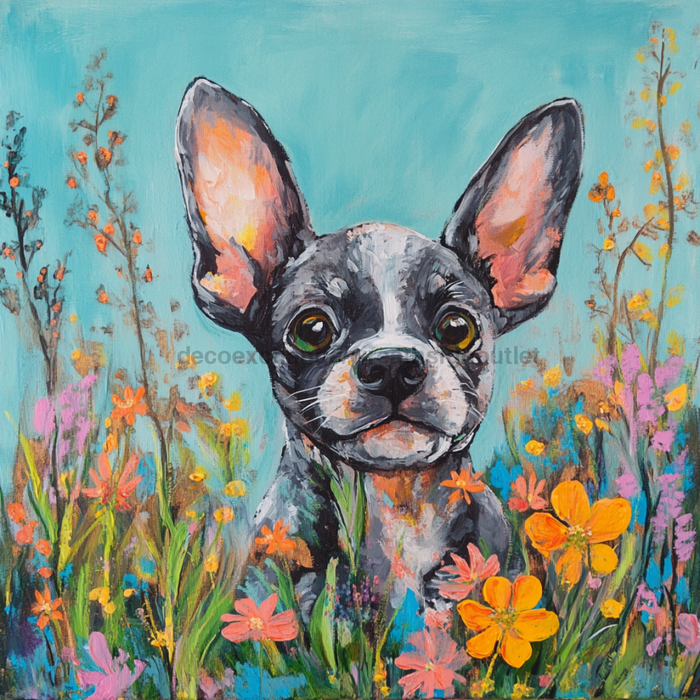 Spring Dog Sign, DCO-13382, Sign For Wreath, 10x10" Metal Sign