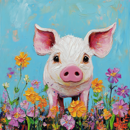 Spring Pig Sign, DCO-13371, Sign For Wreath, 10x10" Metal Sign