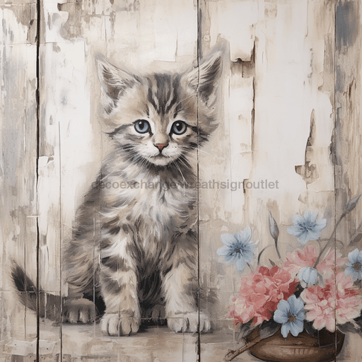 Spring Sign Floral Cat Dco-00963 For Wreath 10X10 Metal